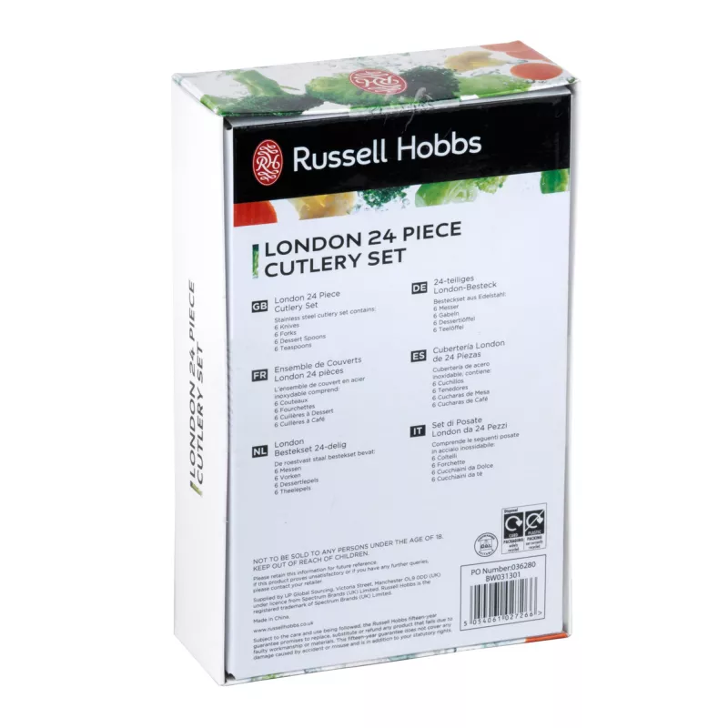 Cubertería Russell Hobbs BW031302EU7 — 24 piezas de acero inoxidable
