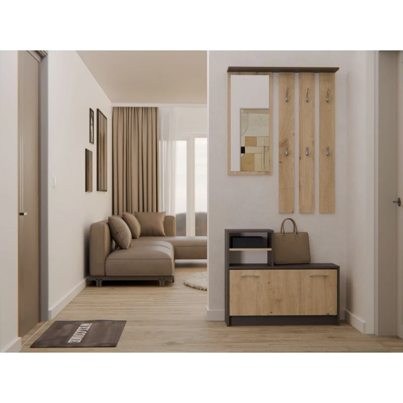 Armario recibidor top e shop GAR ANT/ART con 1 puerta batiente, 850×240×1600 mm