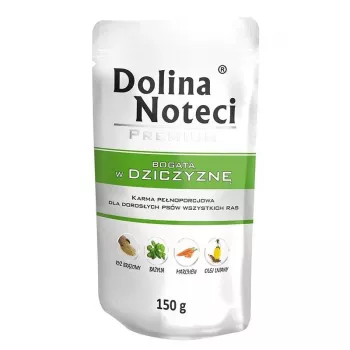 Dolina Noteci Premium rico en venado comida húmeda para perros, 150 g