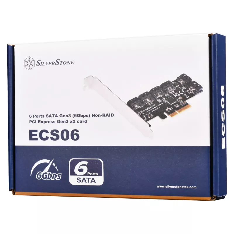 Controlador Serial ATA SILVERSTONE SST-ECS06 — tarjeta PCIe con 6 puertos SATA