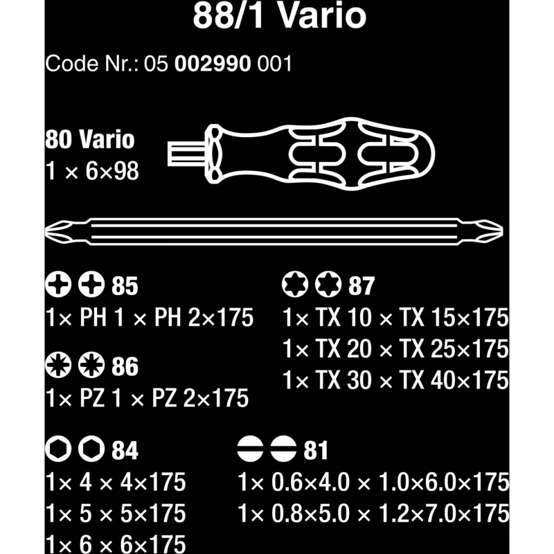 Destornillador multi-bit Wera Estuche de herramientas juego Vario 11 pzs.