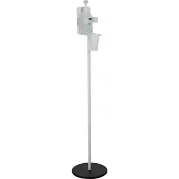 Soporte desinfectante EUROLITE 80703006 blanco – soporte de pie para dispensador de desinfectante de manos