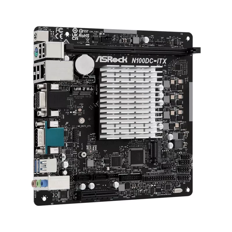 ASRock N100DC-ITX - procesador Intel Quad-Core N100 (hasta 3,4 GHz) DDR4- 2 SATA3, compatible con Intel Turbo Boost Technology placas base Mini ITX (280)