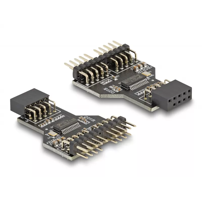 DeLOCK 60045 adaptador de cable de 9 pines USB 2.0 2 x cabecera de 9 pines negro
