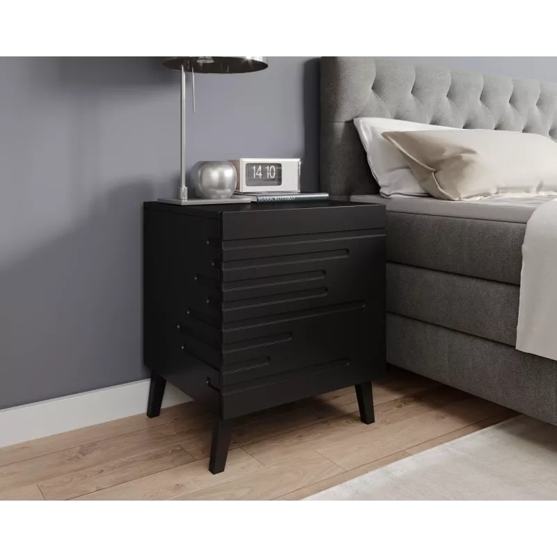 Cama Meble NOVA mesita de noche, 44×40×52 cm, negro mate