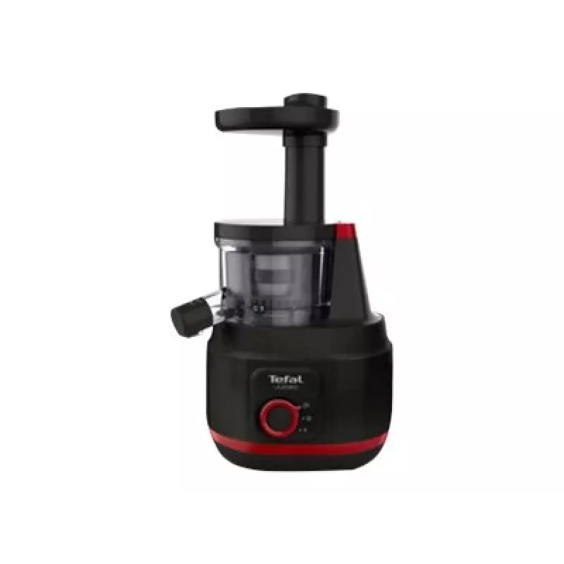 Tefal Juiceo ZC150838 licuadora de prensado lento, 150 W, depósito de pulpa de 0,8 l, negro/rojo