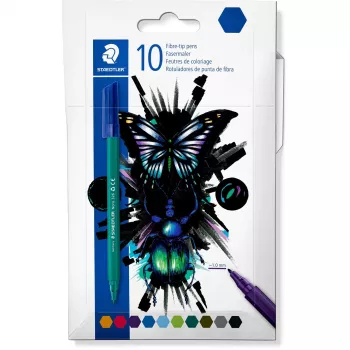 Rotuladores de punta fina Staedtler 326 C10 E1, punta ultrafina de 1 mm, colores surtidos, pack de 10