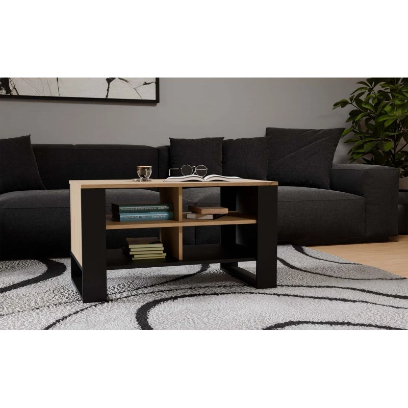 Mesa de centro top e shop Topeshop STOLIK KAWOWY ŁAWA MODERN 4P Roble Artisan Czern