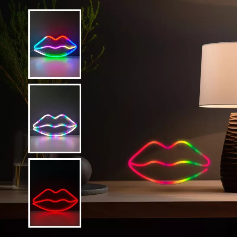 Luces de neón MANTA SNL61RGB LIPS RGB letrero decorativo con cambio de color, modelo SNL61RGB