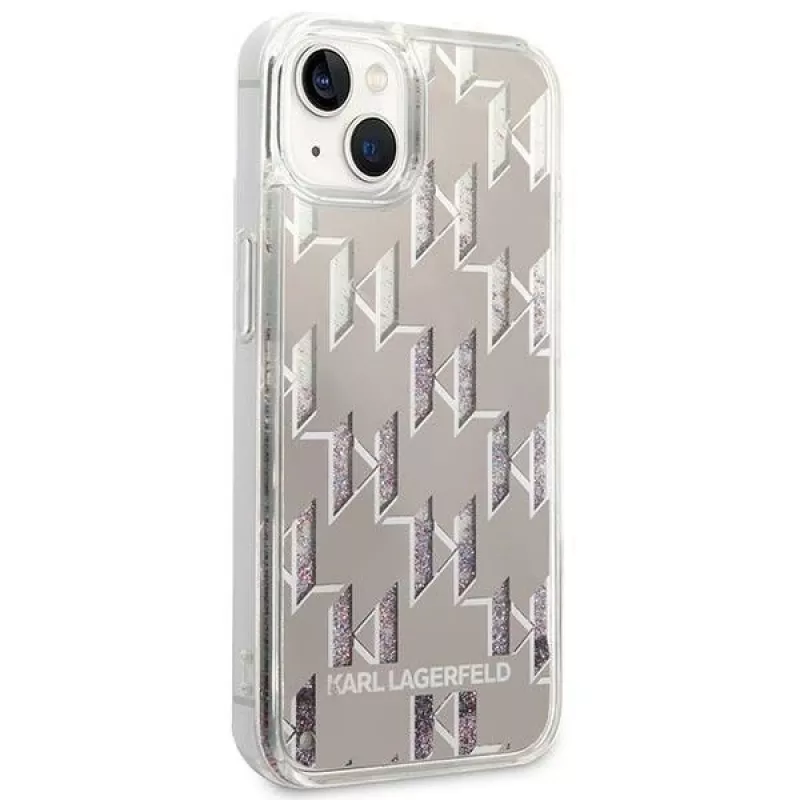 Karl Lagerfeld KLHCP14MLMNMS iPhone 14 Plus 6.7 funda rígida plata / plata Liquid Glitter Monogram