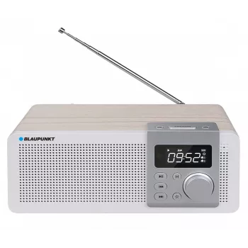 Radio portátil BLAUPUNKT PP14BT con Bluetooth, MP3, MicroSD, USB y despertador — 6 W, batería/red eléctrica, 230×118×90 mm