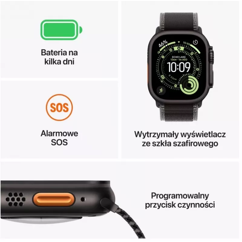 Smartwatch Apple Watch Ultra 3 GPS + Cellular 49mm Caja de titanio negro con milanesa de titanio negra mediana
