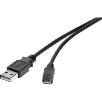 Renkforce Cable USB 2.0 de USB-A a Micro-B, 3 m, negro, chapado en oro (1574809)