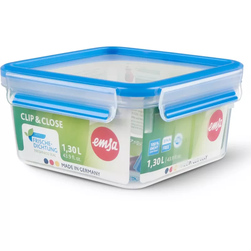 Recipiente de conservación EMSA Clip&Close 1,3 L cuadrado hermético sin BPA, modelo 3110600387