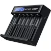 XTAR MC6C cargador multislot inteligente para celdas cilíndricas de Li-Ion, 6 ranuras, compatible con 18650/21700/AA, entrada 5V, negro