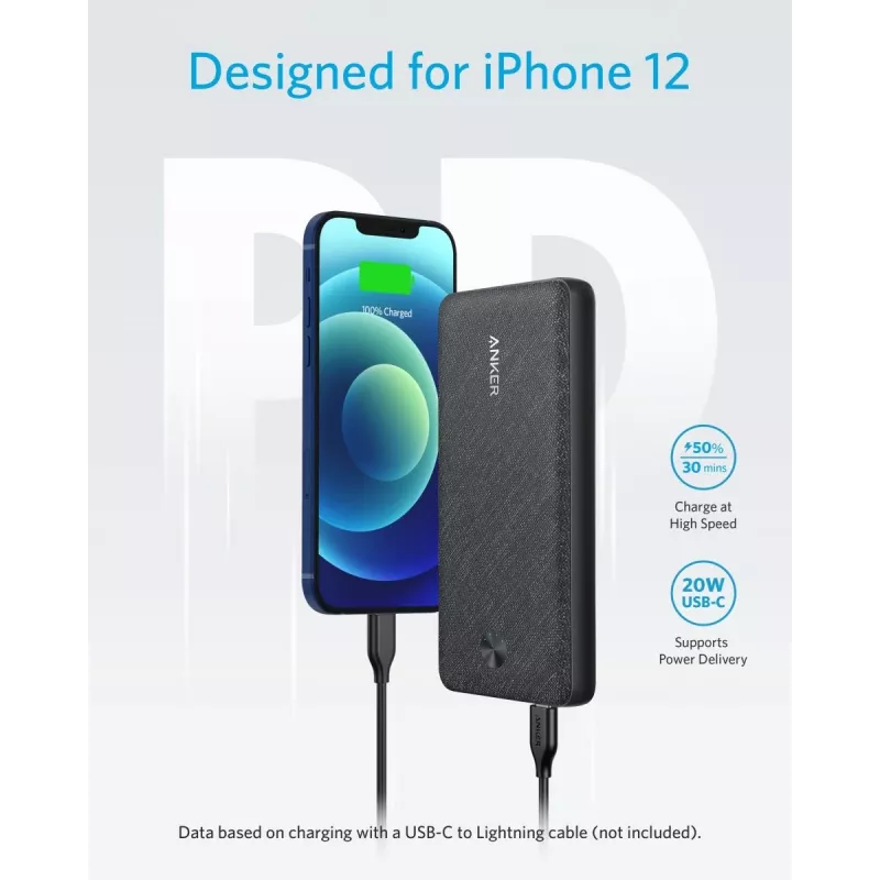 Batería externa USB 20000MAH negra/A1365G11 ANKER