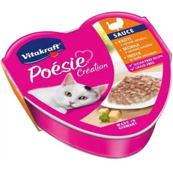 Comida húmeda para gatos Vitakraft POESIE CREATION pavo y queso 85 g bolsa, gatos adultos, proteína 8 % grasa 5 %