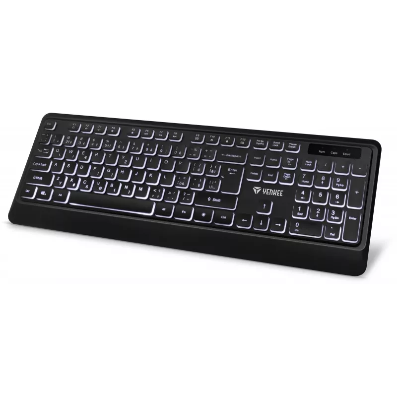 Teclado USB silencioso con retroiluminación y teclas planas