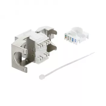 Delock 90990 Módulo Keystone RJ45 a LSA Cat.6A, sin herramientas, metal blindado, plata/blanco