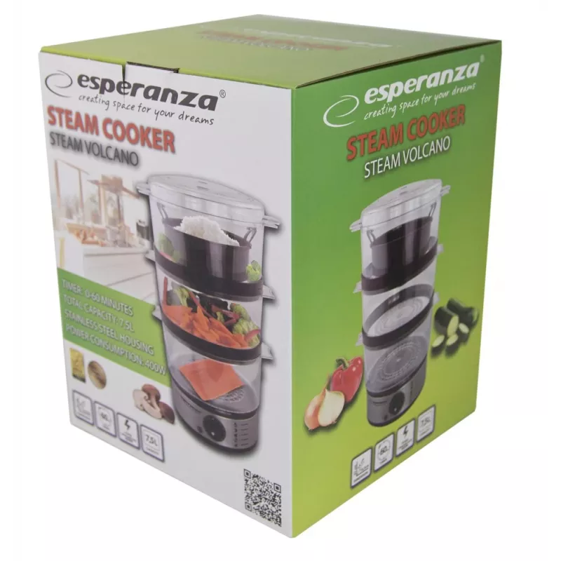 Esperanza Steam Volcano EKG009 Vaporera, 3 cestas, 400 W