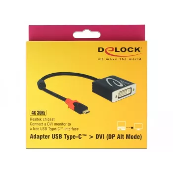 Adaptador de cable de vídeo DeLOCK 61213 USB Type-C a DVI 0,2 m negro