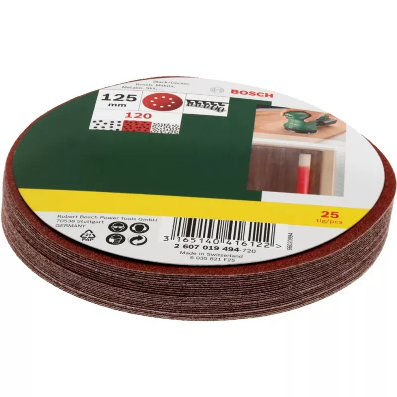 Set de accesorios de lijado Bosch 2 607 019 494 — paquete con 25 hojas de lija/accesorios