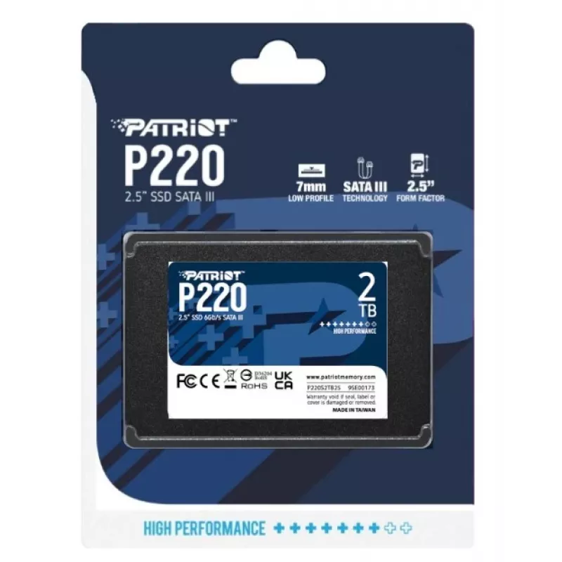 SSD Patriot||P220|2 TB|SATA|Velocidad de escritura 500 MBytes/sec|Velocidad de lectura 550 MBytes/sec|2,5|TBW 960 TB|P220S2TB25