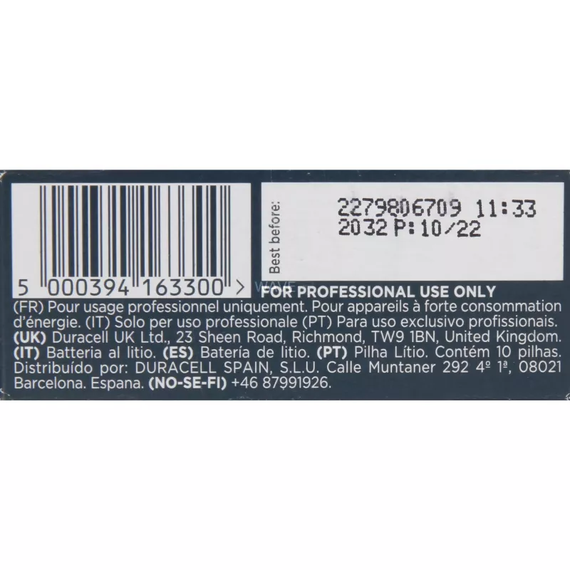 Pila de litio Duracell CR2 3V (modelo 163300) para cámaras y electrónica