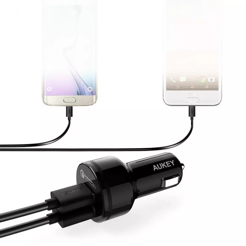 CC-T8 cargador de coche ultrarrápido 2xUSB 3.0 6A 36W + cable Micro-USB de 1 m