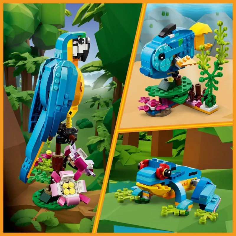 LEGO set de construcción loro exótico 31136 — modelo de exposición Creator, 253 piezas, 220×120×110 mm