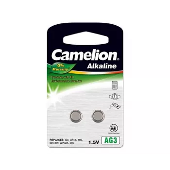 Pila de botón alcalina CAMELION AG3 / LR41 / LR736 / 392 1,5 V – pack de 2