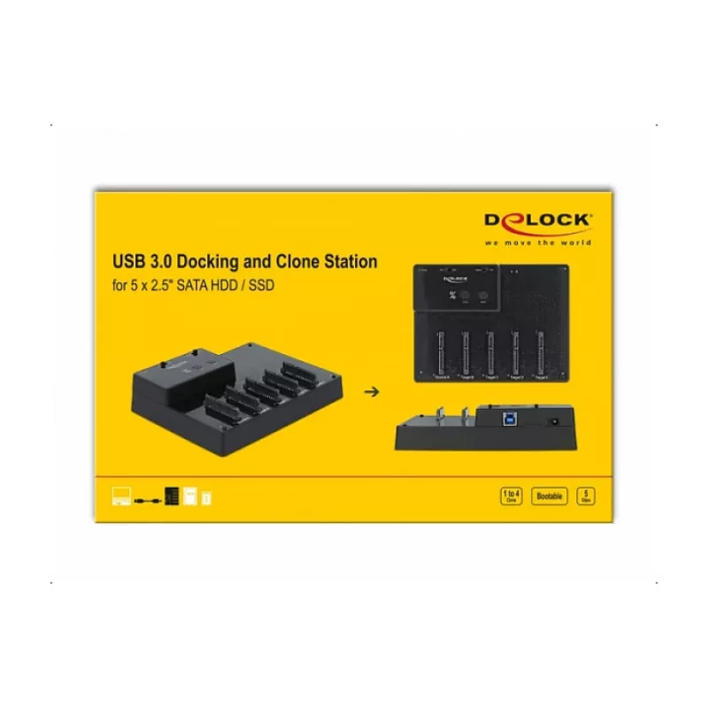 Docking station DeLOCK USB 5 Gbps 64098 para 5 x SATA HDD/SSD de 2,5 pulgadas