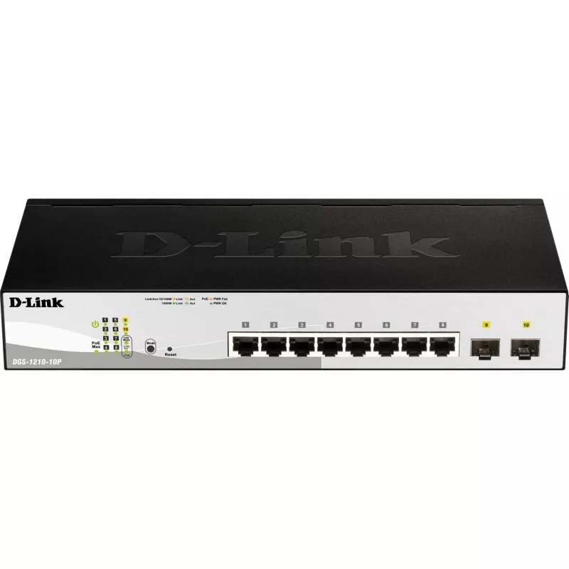 D-Link DGS-1210-10P Managed L2 Gigabit Ethernet (10/100/1000) Power over Ethernet (PoE) 1U Negro