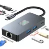 Adaptador hub TB USB-C (7 en 1) HDMI USB SD/TF RJ45 (2500 Mbit/s) PD
