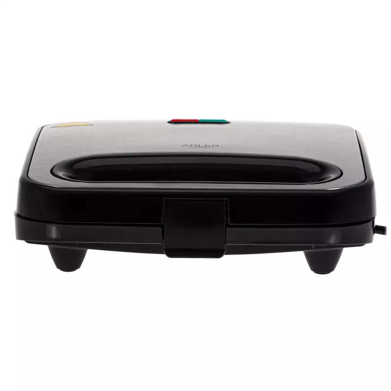 Sandwichera Adler AD 3076 — sandwichera compacta de sobremesa de 1000 W, negra/plateada