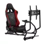 Silla gaming NanoRS RS160, soporte para simulador de carreras 3 en 1, para PC, consolas, jugadores, tapizado de cuero sintético, soporte de volante, soporte de TV hasta 50