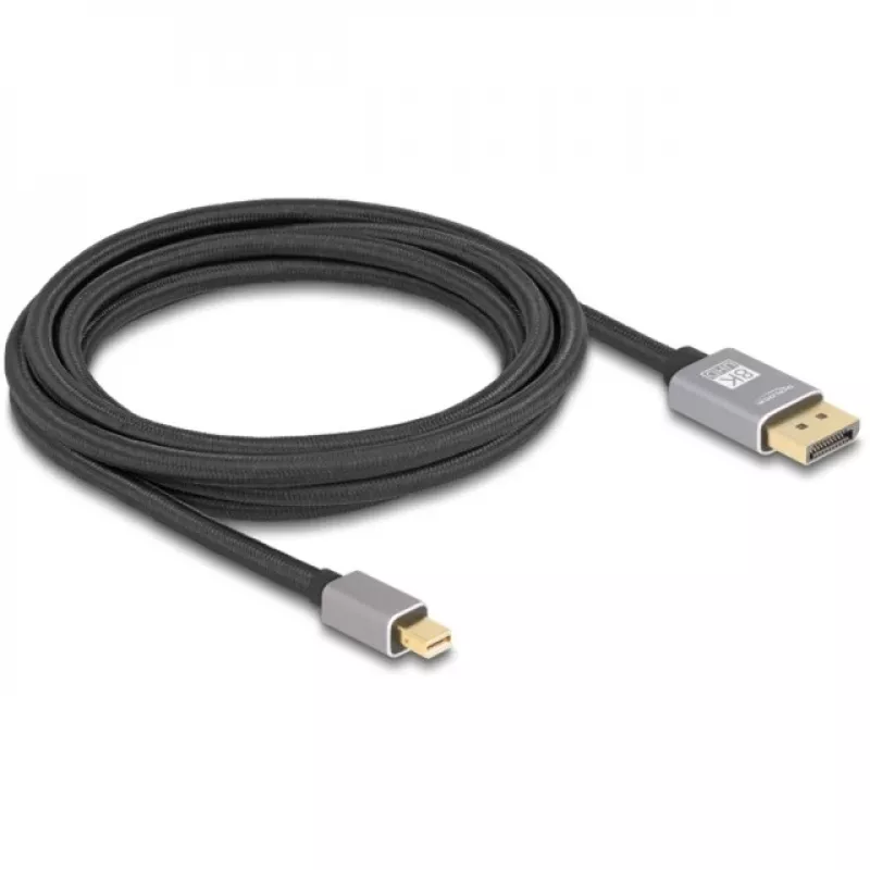 Delock - Cable DisplayPort - Mini DisplayPort (M) a DisplayPort (M) - DisplayPort 1.4 - 3,0 m - Compatible con 8K 60 Hz - Negro, gris (81093)