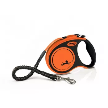 Correa de arrastre Flexi Xtreme 5 m, naranja/negra, mediana (hasta 35 kg)