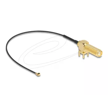 Cable de antena DeLOCK SMA 90° conector hembra PCB cable coaxial blindado 0,15 m I-PEX MHF1 negro dorado