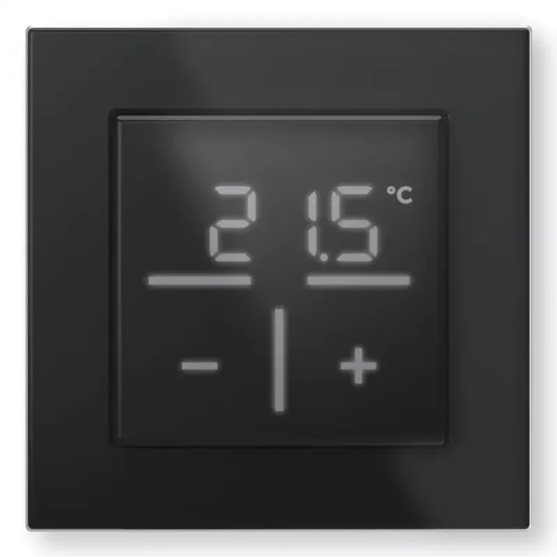 Termostato de pared de cristal Homematic IP con sensor de CO₂ — mecánico, negro, 230 V, IP20