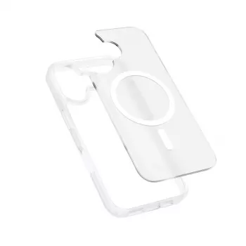 Funda MagSafe magnética Crong Hybrid Matte para iPhone 17 — blanco translúcido, PC+TPU