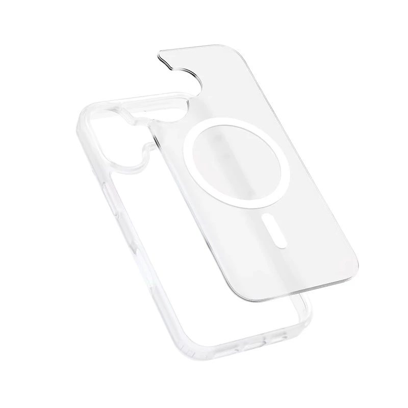 Funda MagSafe magnética Crong Hybrid Matte para iPhone 17 — blanco translúcido, PC+TPU