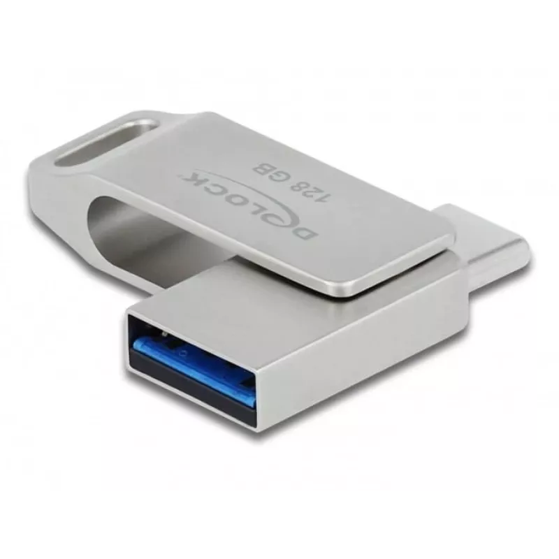 Memoria flash USB DeLOCK 128 GB USB-C Type-A modelo giratorio