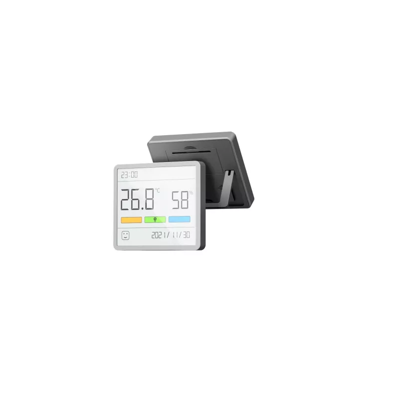 Higrómetro, termómetro y reloj combinados MOVA MTHM01 – unidad interior digital para medir la humedad relativa y la temperatura, compacta para escritorio, estantería o pared