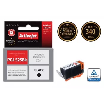 Cartucho de tinta compatible ActiveJet ACC-525BN, negro, a base de pigmento 20 ml, alta autonomía (XL), para Canon PGI-525Bk