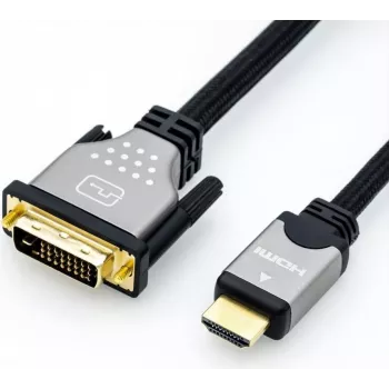 Adaptador de cable de vídeo ROLINE 11.04.5873 5 m HDMI DVI negro plata