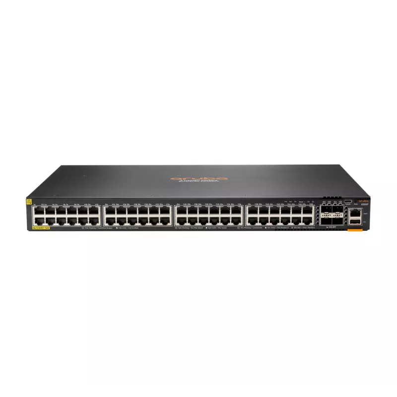 Hewlett Packard Enterprise HPE Aruba Networking CX 6200F 48G Class4 PoE 4SFP+ 740W Switch - Switch - distancia máx. de apilamiento 10 km - L3 - gestionado - 48 x 10/100/1000 (PoE+) + 4 x 1 Gi