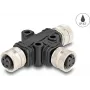 Divisor de cable DeLOCK M12 divisor en T codificación A de 4 pines 1 x conector hembra a 2 x conector hembra