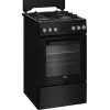 Cocina independiente BEKO FSM52331DBDS, encimera de gas 4 fuegos (2900/2000/2000/1000 W), horno eléctrico 60 L, 60 cm, clase de eficiencia energética A, negro