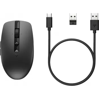 HP 710 Ratón inalámbrico silencioso recargable, ambidiestro, RF Wireless + Bluetooth, 3000 DPI, negro